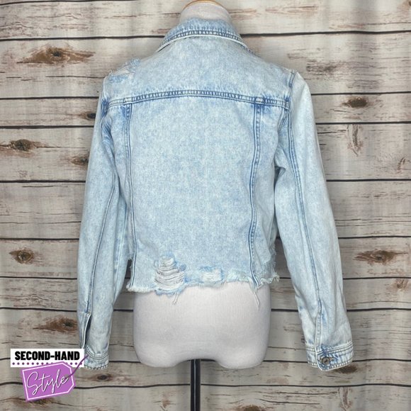 Kancan Distressed Light-wash Denim Jacket - Picture 2 of 4